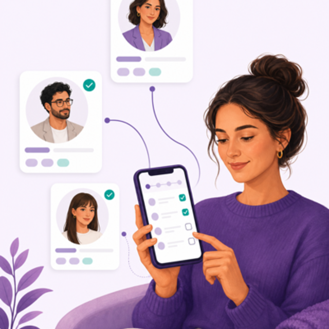 Persona eligiendo apoyo psicológico online